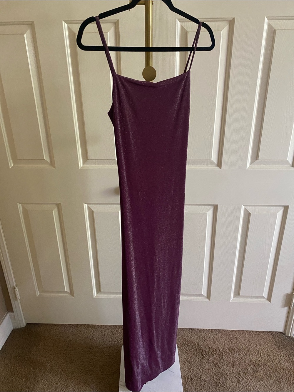 90s Metallic Eggplant Open Back Slip Dress
